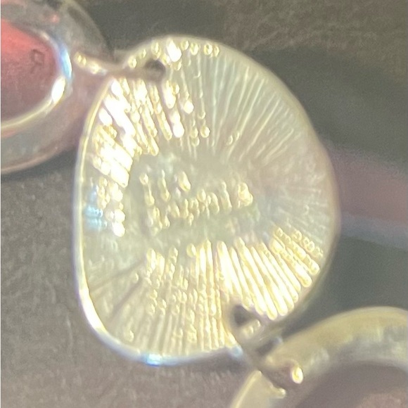 Pair cream and bright chrome drop earrings Lia Sophia - Picture 4 of 4